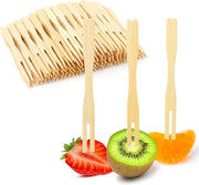 70 Pcs Bamboo Fruit Forks 9 cm (3.5 in), Disposable Mini Wooden Appetizer Picks for Fruit, Desserts, Snacks, Party, Buffet & Catering, Biodegradable Eco-Friendly Toothpick Forks