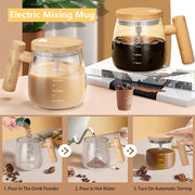 Self Stirring Coffee Mug with Lid,400ML Electric Mixing Cup Self Stirring Coffee Mug High Borosilicate Glass Mixing Coffee Mug Rotating Home Office Stirring Cup Suitable for Coffee/Milk/Protein Powder