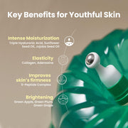 Vegan Collagen Eye Serum 10ml - K Beauty Triple Hyaluronic Acid & Peptide Collagen Serum for Skin Elasticity, Reduce Fine Lines & Dark Circles - Vegan Korean Skin Care Eye Cream - 0.33 fl. oz.