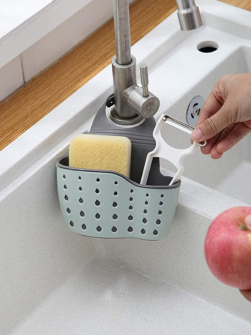 SKY-TOUCH Kitchen Sink Shelf, Sink Storage Basket, Soap Sponge Drain Rack Holder for Sponges Soaps and Cleaning Brushes Sink Accessories - Grey One size