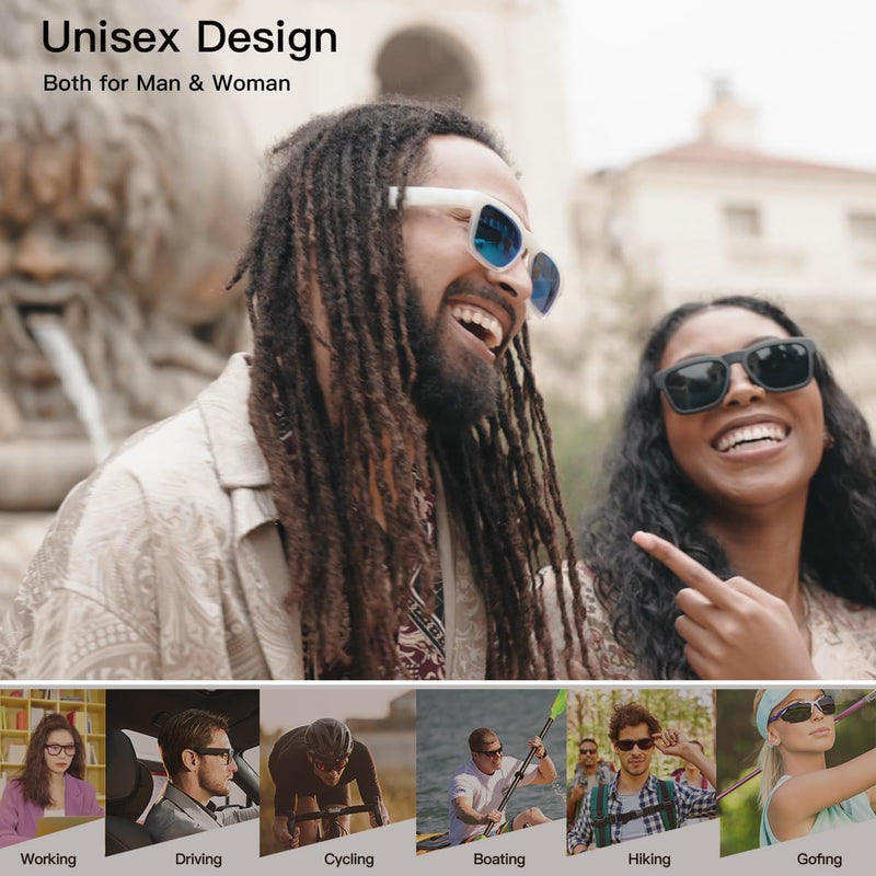 OhO sunshine Smart Glasses Unisex,Polarized Sunglasses with Bluetooth Speaker,Athletic/Outdoor UV Protection and Voice Control