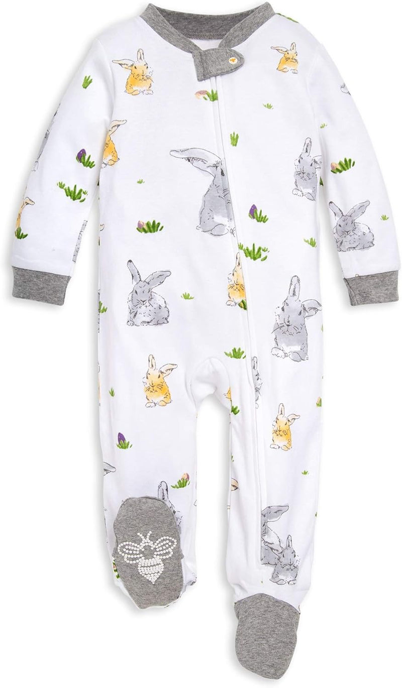 Burt's Bees Baby Unisex Baby Sleep & Play, Organic One-Piece Romper-Jumpsuit PJ, Zip Front Footed Pajama Footie