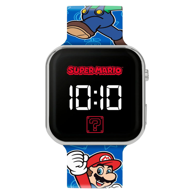 SUPER MARIO Kids LED Quartz Silicone Blue Strap Watch GSM4259, Multicolor, Modern, Multicolor, Modern