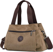Hobo Handbags Light Nylon Crossbody Bag for Women, Multi Compartment Tote Purse Bags - Brown - Medium