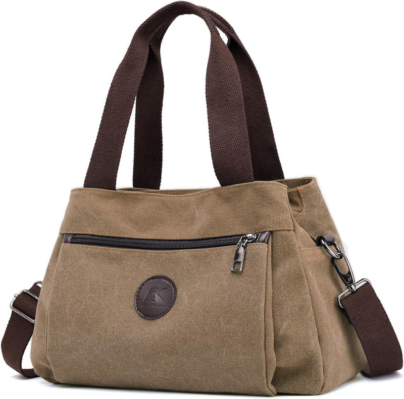 Hobo Handbags Light Nylon Crossbody Bag for Women, Multi Compartment Tote Purse Bags - Brown - Medium