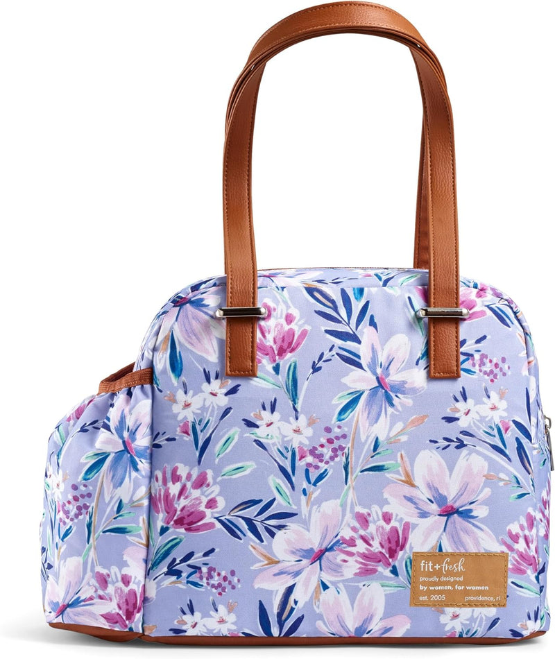 Insulated Laketown Lunch Bag, (Black Cheetah, Bag Only) - Tulane Floral Lilac