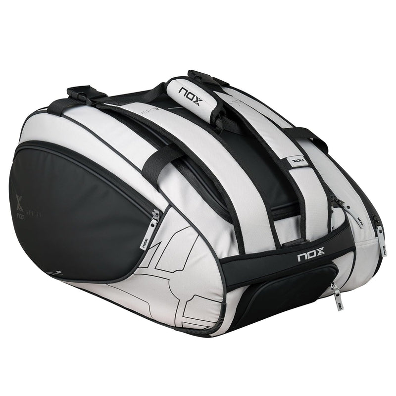 NOX Luxury Master Series, Versatile and Functional Racket Bag with Attractive Design with Many Compartments ??White with Black.
