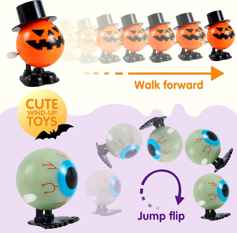 JOYIN 12 PCS Halloween Wind Up Toy Assortments for Halloween Party Favor, Halloween Toys for Kids, Goody Bag Filler,Treat Bag Stuffers