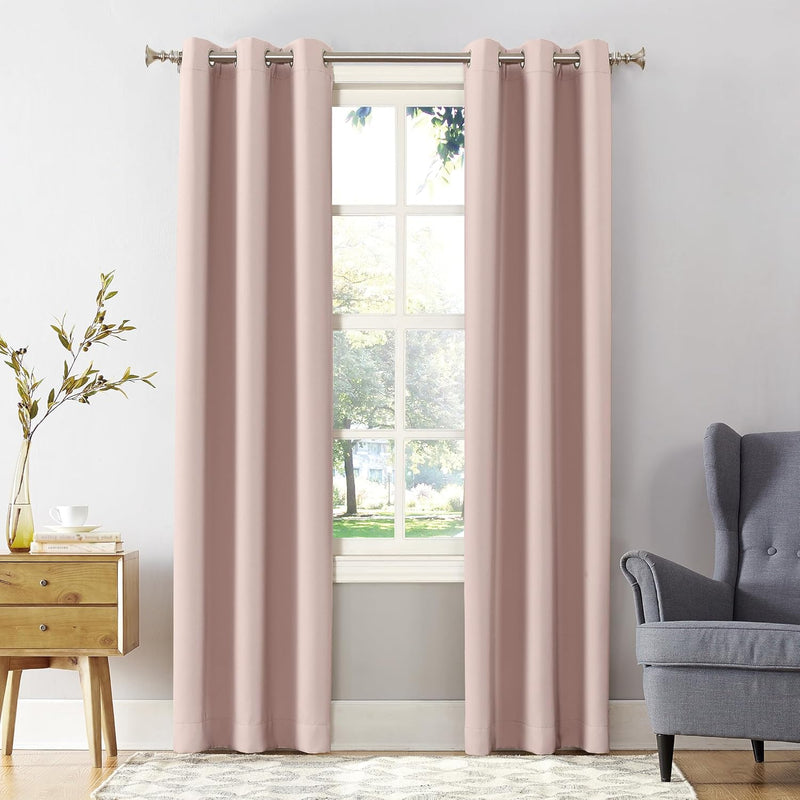 Sun Zero Easton Blackout Energy Efficient Grommet Curtain Panel, Pearl , 40" x 120" , 57796 - Blush Pink 101.6W x 274.3L cm (1 Panels)