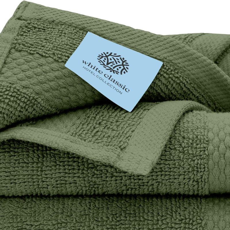 White Classic Luxury Cotton Washcloths - Small Hotel Spa Bathroom Face Towel | 12 Pack |