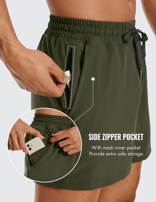 CRZ YOGA Men's Linerless Workout Shorts - 5'' Lightweight Quick Dry Running Sports Athletic Gym Shorts with Pockets
