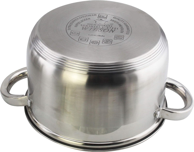 Wilson by Cuisine Art Stainless Steel 12-Piece Cookware Set - Casserole, Saucepan, Fry PanCooking set Heavy Duty With Stainless Steel Handle Gas, Stovetops Compatible For Family Meals