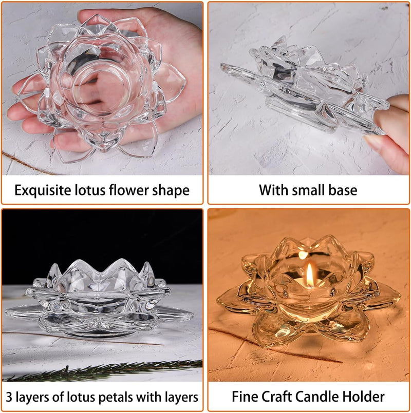 BUY4LESS - Glass Tea Light Candle Holder Lotus Flower pack of 1 (Red)