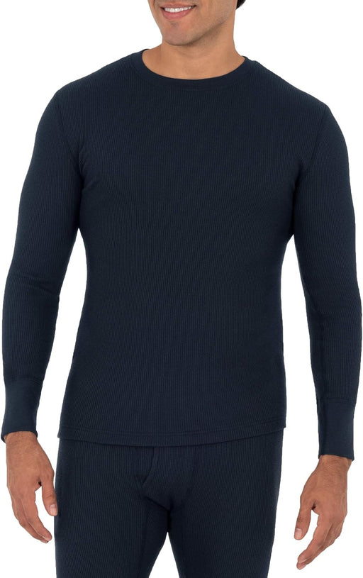 Men's Recycled Waffle Thermal Underwear Crew Top (1 and 2 Packs) Pajama Top - Navy