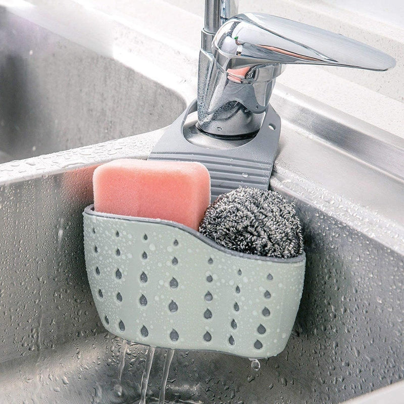 SKY-TOUCH Kitchen Sink Shelf, Sink Storage Basket, Soap Sponge Drain Rack Holder for Sponges Soaps and Cleaning Brushes Sink Accessories - Grey One size