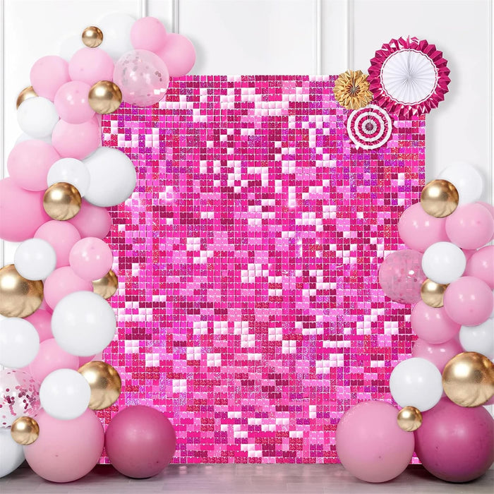 LuoluoHouse Shimmer Wall Panel Sequin Backdrop Panels 12 Packs-Iridescent Silver Backdrop for Graduation Anniversary Backdrop Wall Backdrops Engagement Decoration