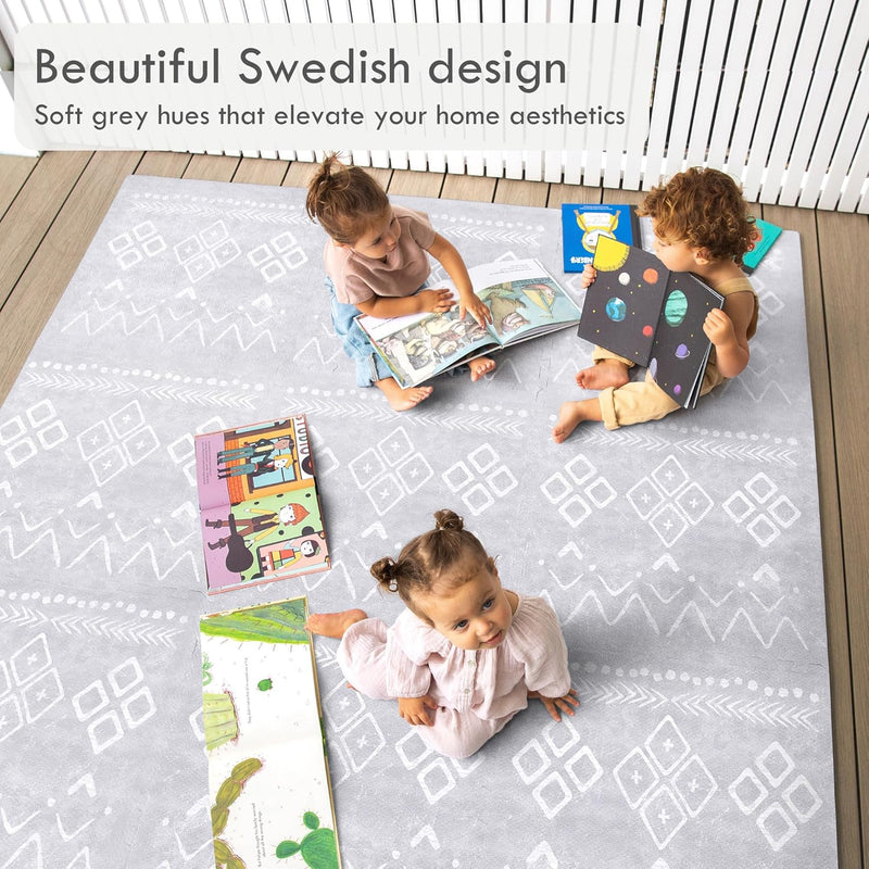 Lillefolk Baby Foam Play Mat - Baby Play Mat Floor Tiles for Kids Puzzle Piece Floor Mat - Foam Baby Mat for Floor Play Mats - Babies & Toddlers Non Toxic Play Mat for Baby Tummy Time Mat 6x6ft Beige
