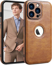 PU Leather Case for iPhone 13 Pro Max,Full Camera Lens Protection Cover,PU Leather Slim Luxury Business Non-Slip Grip Rugged Shockproof Full Body Protective Case for iPhone 13 Pro Max(Brown) - Brown iPhone 13 Pro Max