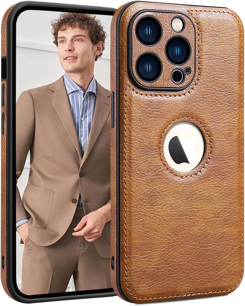 PU Leather Case for iPhone 13 Pro Max,Full Camera Lens Protection Cover,PU Leather Slim Luxury Business Non-Slip Grip Rugged Shockproof Full Body Protective Case for iPhone 13 Pro Max(Brown) - Brown iPhone 13 Pro Max