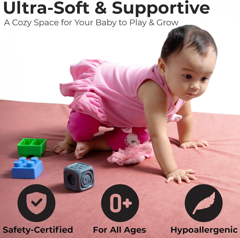 Primica Padded Play Mat for Baby - Large Soft Foam Mat for Floor with Plush Fabric - Safe, Comfortable & Durable Playmat for Babies & Toddlers - Easy to Clean
