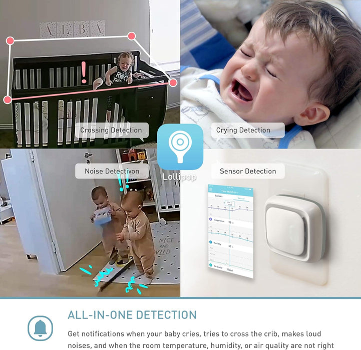 Lollipop Wall Mount HD WiFi Video Monitor with 2 Supports Cameras (Turquoise)