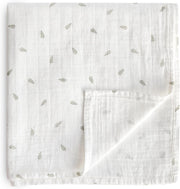 Organic Cotton Muslin Baby Blanket - Extra Soft Breathable Newborn Baby Blanket for Swaddling, Nursing & Cuddling - Pre-Washed for Delicate Skin Caramel Dots - Leaves
