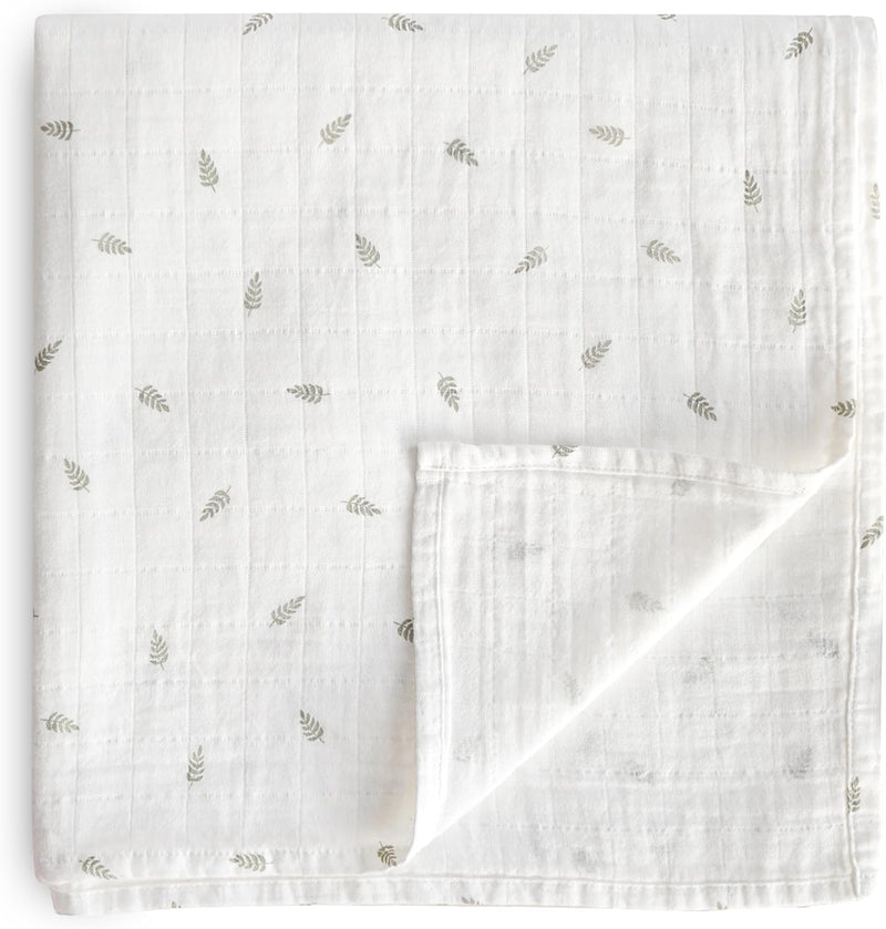 Organic Cotton Muslin Baby Blanket - Extra Soft Breathable Newborn Baby Blanket for Swaddling, Nursing & Cuddling - Pre-Washed for Delicate Skin Caramel Dots - Leaves