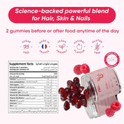 Glow Hair Skin & Nails Vegan Vitamin Gummies 2000% Dv Biotin With Zinc, Selenium & Efficient Plants Hair Growth, Stronger Nails & Healthy Skin 60 Vegan Gummies Delicious Natural Raspberry