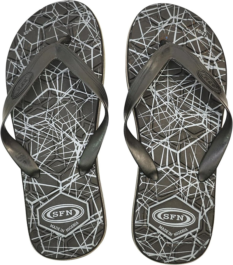 SFN Top Men's Flip Flops - Comfortable Beach Slippers for Men, Lightweight & Durable, Flat Sole Sandals for Casual Wear, Pool, Travel - Black