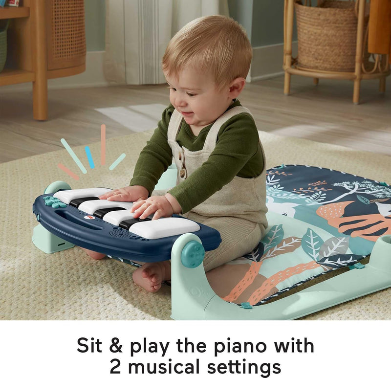 Fisher-Price - Play Blanket Activity Blanket Play Centre for Newborns with Piano Music Toys & Toys to Play in the Prone Position, Navy Blue Baby Toy from Birth, Amazon HKX37 Only