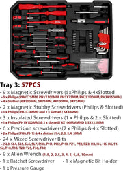 Toshionics Professional Tools Set 187 Pcs Mechanics Tool Kit with Sturdy Aluminum Trolley Wheel Case, Auto Mechanics Wrench Ratchet Socket Kit, Organizer Chest, General Household and Auto Toolkit