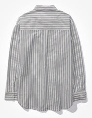 Women Oversized Oxford Button-Up Shirt - Navy