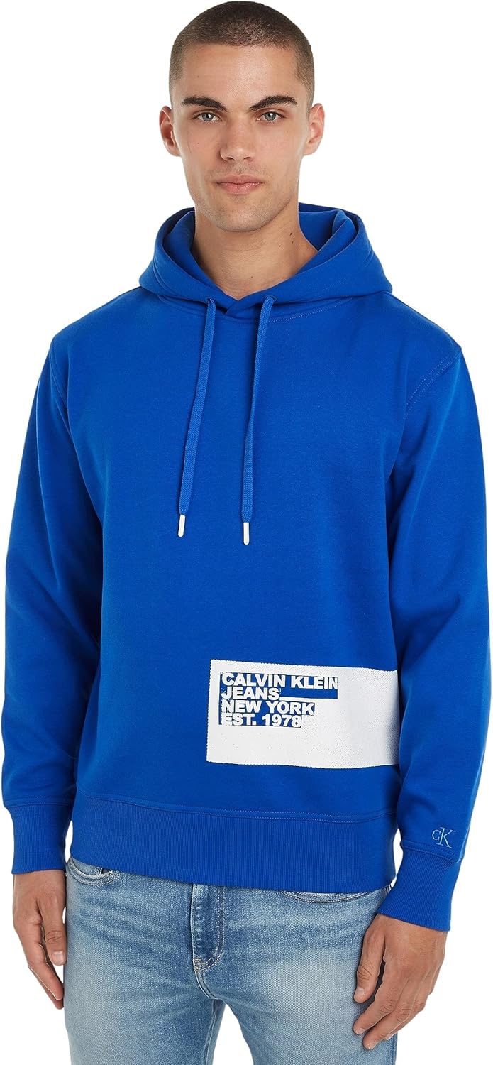 Men STENCIL BLOCKING LOGO Hoodies - Kettle Blue