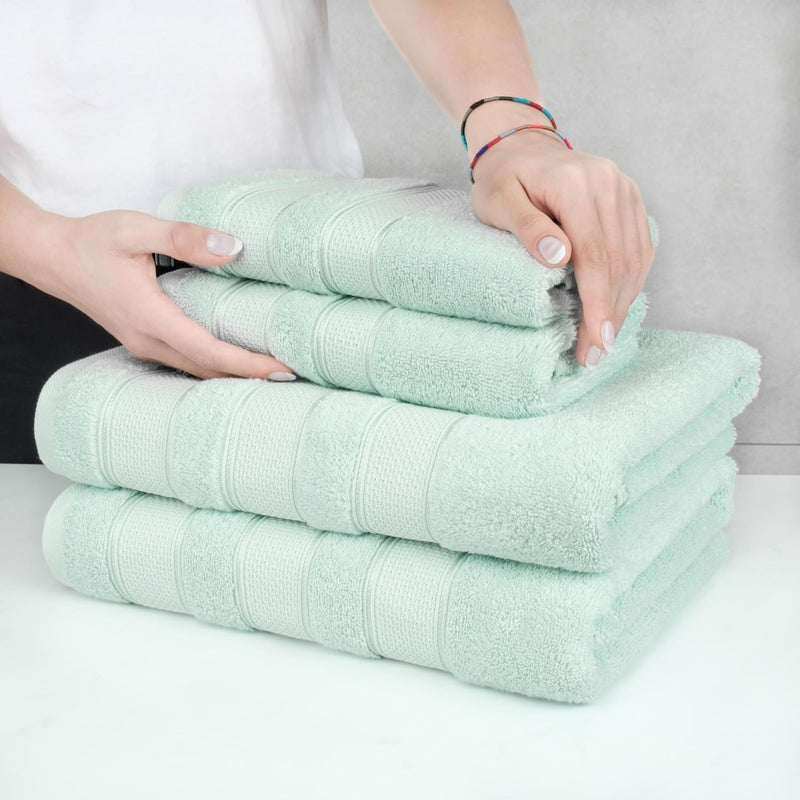 American Soft Linen GMSD 6-Piece 100% Turkish Genuine Cotton Premium & Luxury Towel Set for Bathroom & Kitchen, 2 Bath Towels, 2 Hand Towels & 2 Washcloths [Worth $72.95] - Rockridge Grey