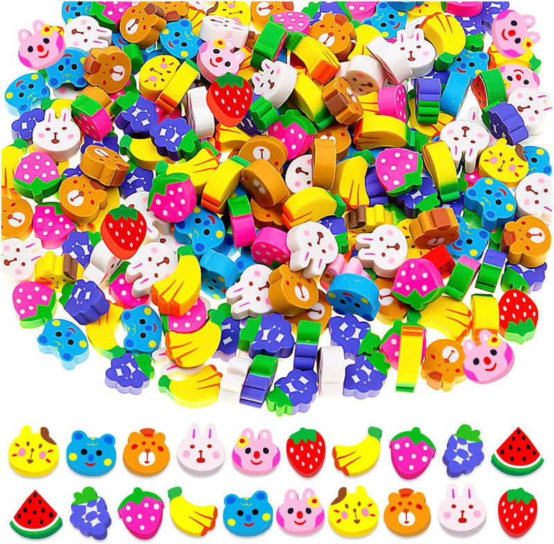 120 Mini Erasers, Cute Animal Fruit Erasers, Non-Toxic School Rewards, Back to School Supplies, Kids Gifts - Animal, Fruit