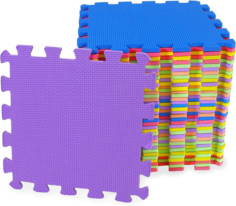 M.Y Interlocking Foam Play Mat - 29x29cm Thick, Multi Colour Soft EVA Baby Floor Tiles