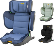Jovikids Rober i-Size Booster Seat with ISOFIX, Suitable for Kids 100-150cm 3Y-12Y, Adjustbale Height and Width, Cabin Size Portable Toddler Car Seat for Travel, Compact & Folding, ECE R129, Black - Blue