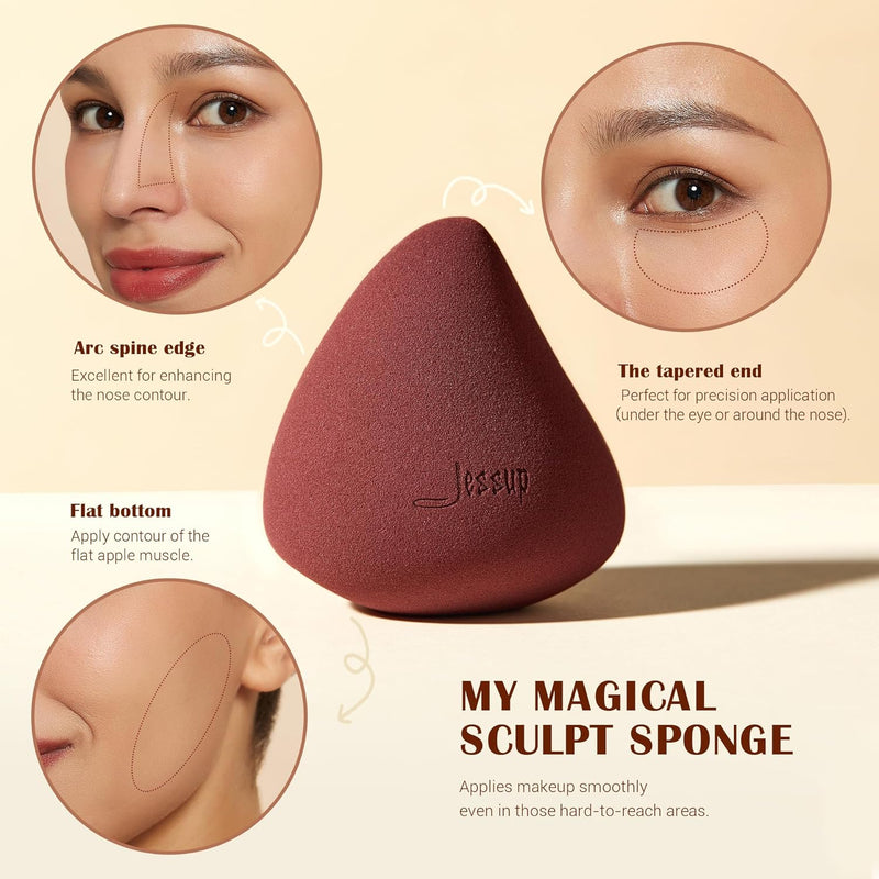 Jessup Makeup Brush Foundation Brush with Makeup Sponge 1pc Kabuki Brush for Liquid, Cream or Flawless Powder Cosmetics Face Boby Brush, T882