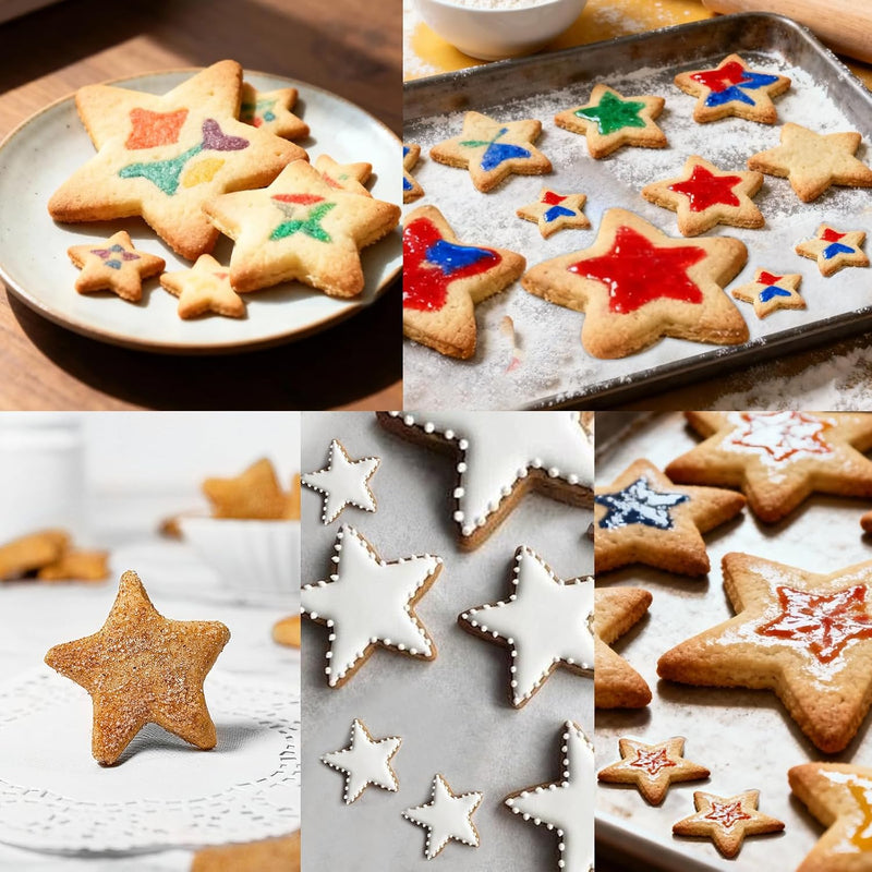 3-Piece Star Cookie Cutter Set - Stainless Steel Holiday Baking Tools with Red Silicone Grip for Christmas Cookies & Crafts