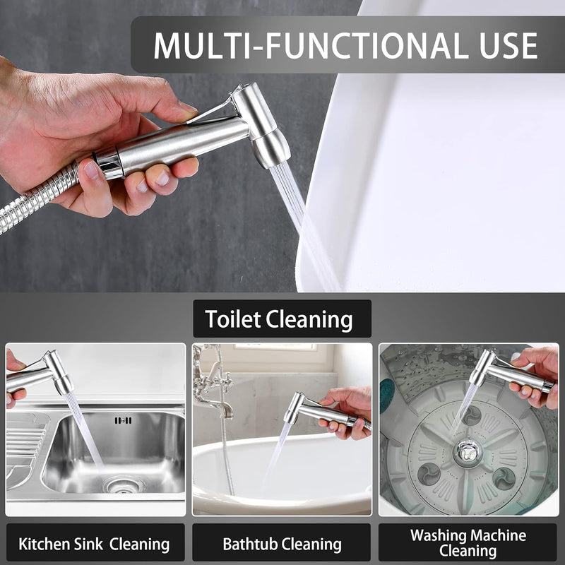 Hanbuluo Bidet Sprayer for Toilet, Hand held Stainless Steel Toilet Bidet Sprayer Kit with Hose, Easy Install Bidet Attachment for Toilet, Bidet Sprayer for Personal Hygiene