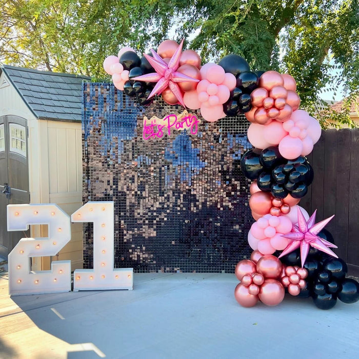 LJIE-House Champagne Shimmer Wall Backdrop Shimmer Panels Sequin Backdrop 36PCS Glitter Party Backdrop for Birthday Wedding Anniversary Engagement Baby Shower & Bachelorette Decorations Party
