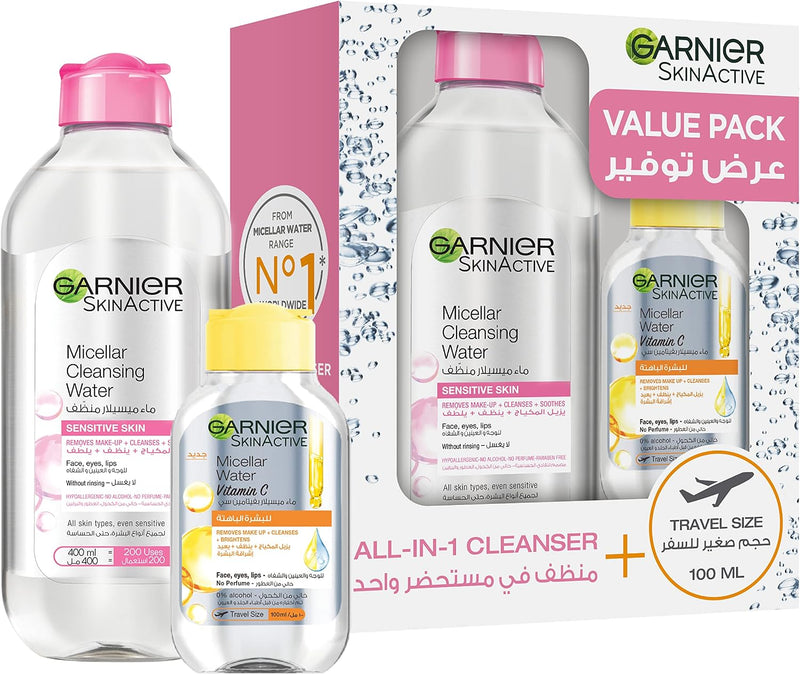 Skin Active Micellar Water Classic 400ml - Makeup Remover - 400 ml Classic + Brightening (400 ml + 100 ml)