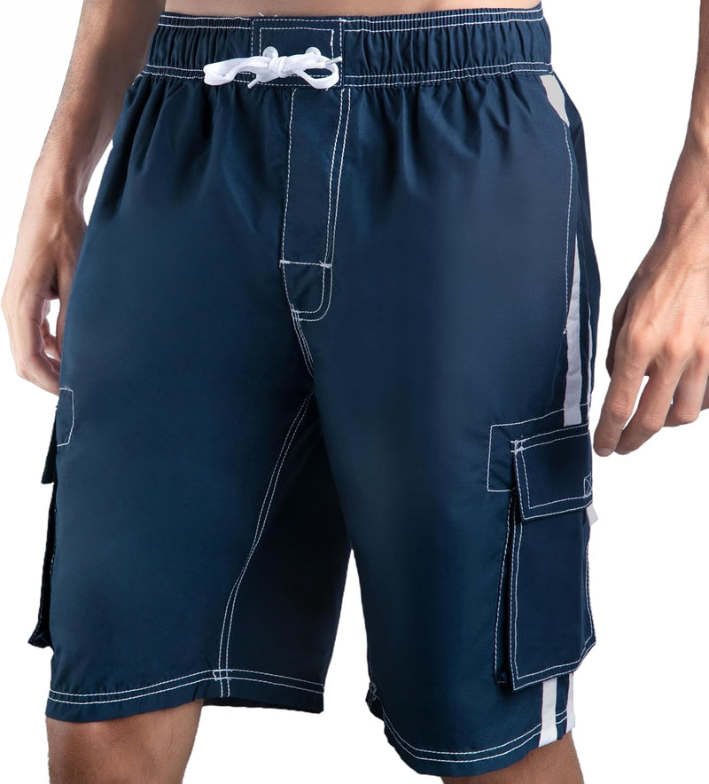 Men's Barracuda Swim Trunks (Regular & Extended Sizes) - Navy