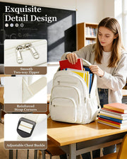 WEPOET Backpack Women Men School Backpack Large with Many Compartments Waterproof Backpack Lightweight for School Backpack Teenager Daypacks Backpack for Boys Girls, A2-beige, Rucksack Backpacks