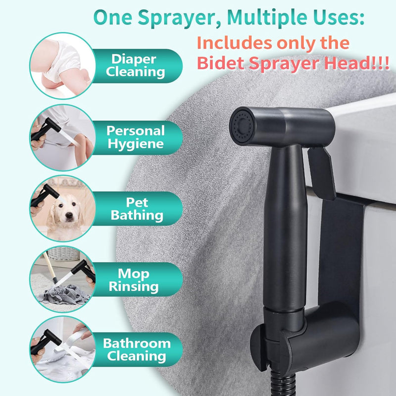 BARROCK 2 Pack Bidet Sprayer Head Stainless Steel Handheld Shattaf Jet Spray Attachment for Toilet, Baby Cloth Diaper Sprayer with Adjustable Water Pressure Control, Brushed Gold