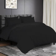 Premium 100% Egyptian Cotton Duvet Cover King 260x240cm with 2 Pillowcases, 300TC Percale Weave, Soft & Comfy Luxurious Hotel Quality Comforter Cover, All Season Bedding Set (White, King) - Black Twin/Single