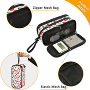 Mnsruu Cherries Leaves Pencil Case Large Capacity Pen Pouch Makeup Bag with 3 Compartments Pen Holder Organizer Stationery Bag for Girls Womens