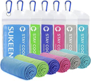 4 Pack Cooling Towel (40"x12"),Ice Towel,Soft Breathable Chilly Towel,Microfiber Towel for Yoga,Sport,Running,Gym,Workout,Camping,Fitness,Workout & More Activities(Dark Blue/Dark Gray/Brown/Black) - Blue/Green/Royal Blue/Rose Red/Lake Blue/Light Gray 40" x 12"