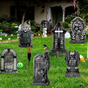 6PCS Halloween Decoration Outdoor Tombstone Yard Stakes RIP Graveyard Rip Tombstones Halloween Stakes for Halloween Scary Props Lawn Decorations