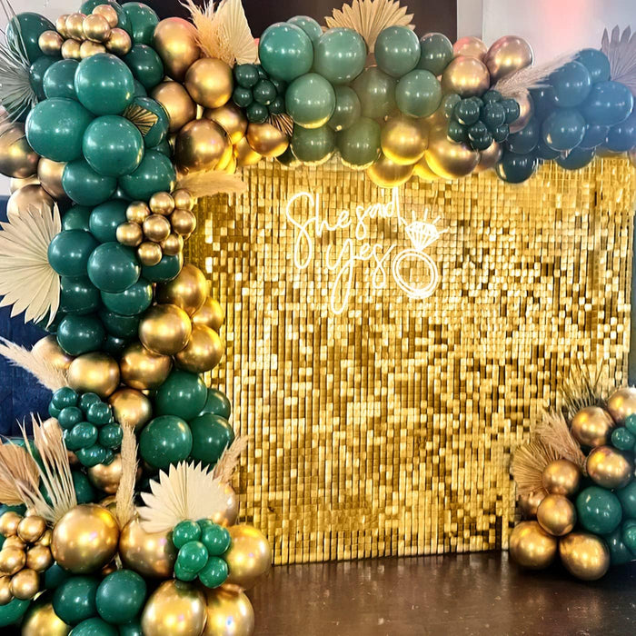 B-COOL Shimmer Wall Backdrop Sequin Wall Panels Pack of 24 Light Gold Glitter Backdrop Panel for Birthday Home Anniversary Engagement Bachelorette Parties Decorations